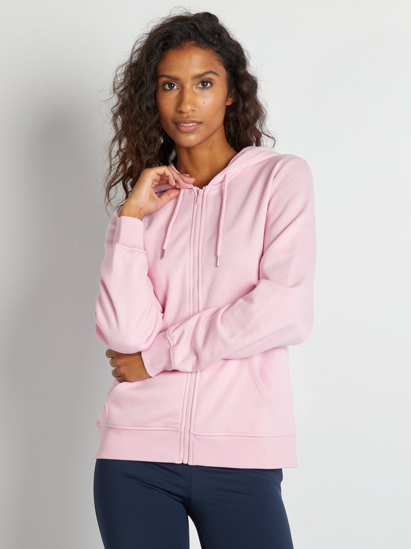 Sudadera con cremallera y capucha ROSA - Kiabi