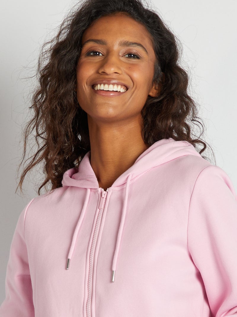 Sudadera con cremallera y capucha ROSA - Kiabi