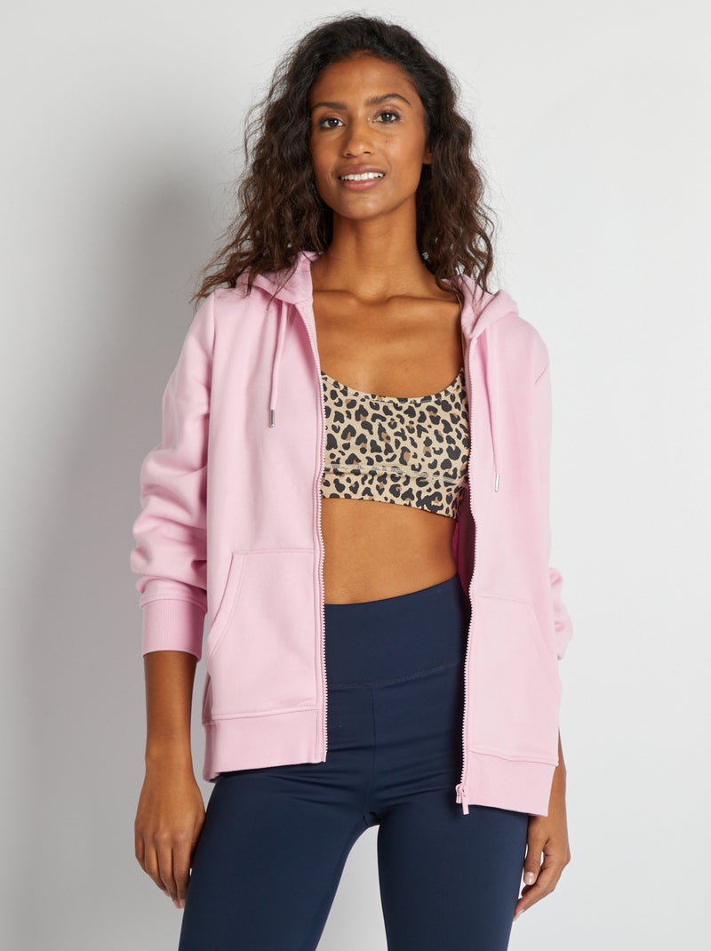 Sudadera con cremallera y capucha ROSA - Kiabi
