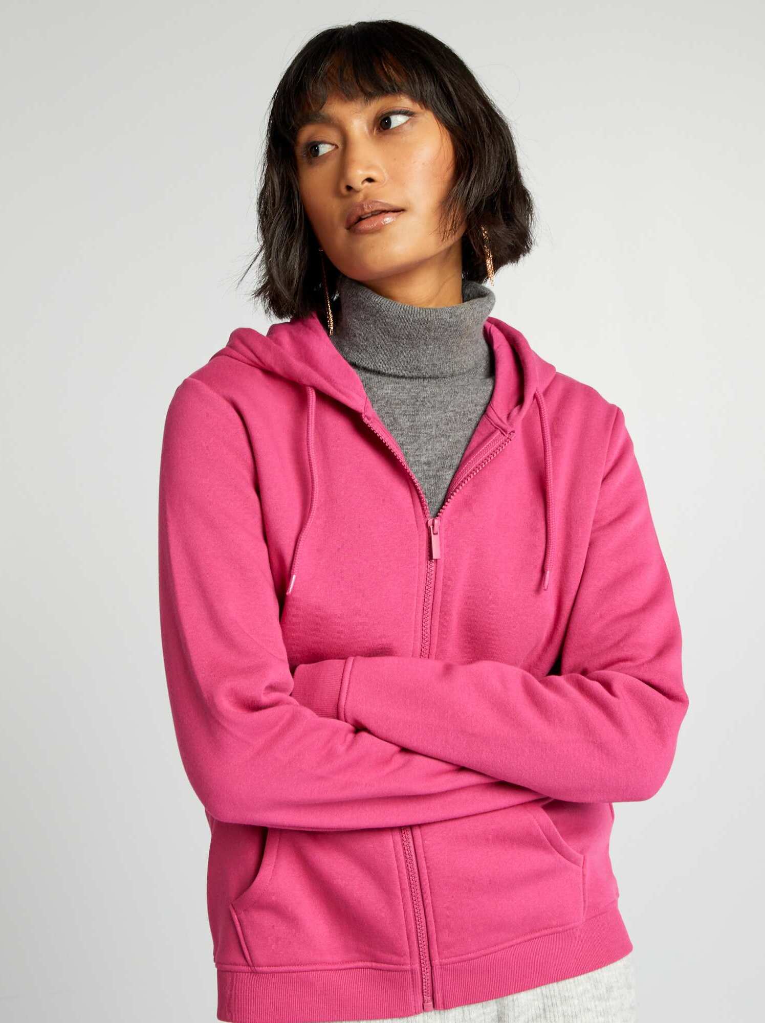 Sudadera con cremallera y capucha rosa oscuro Kiabi 13.00