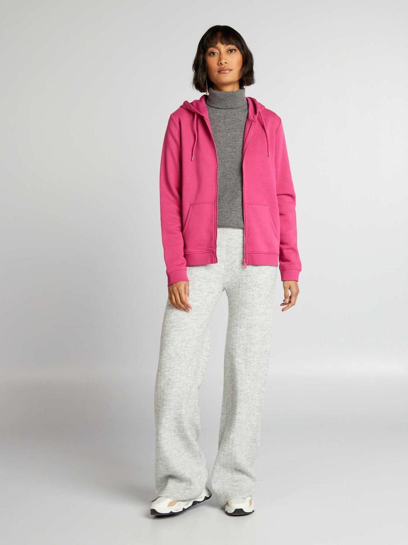 Sudadera con cremallera y capucha rosa oscuro - Kiabi
