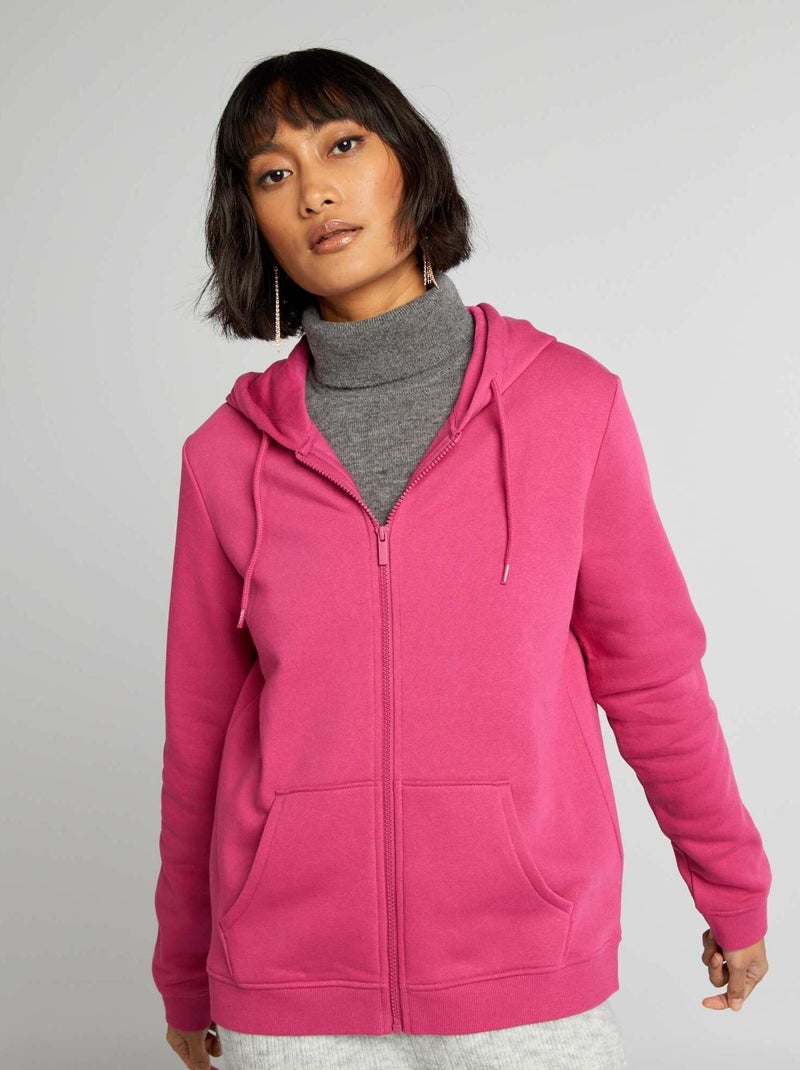 Sudadera con cremallera y capucha rosa oscuro - Kiabi