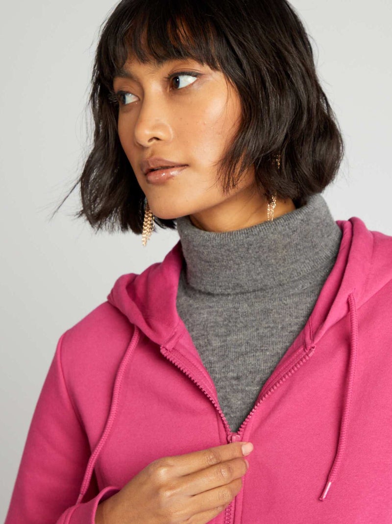 Sudadera con cremallera y capucha rosa oscuro - Kiabi