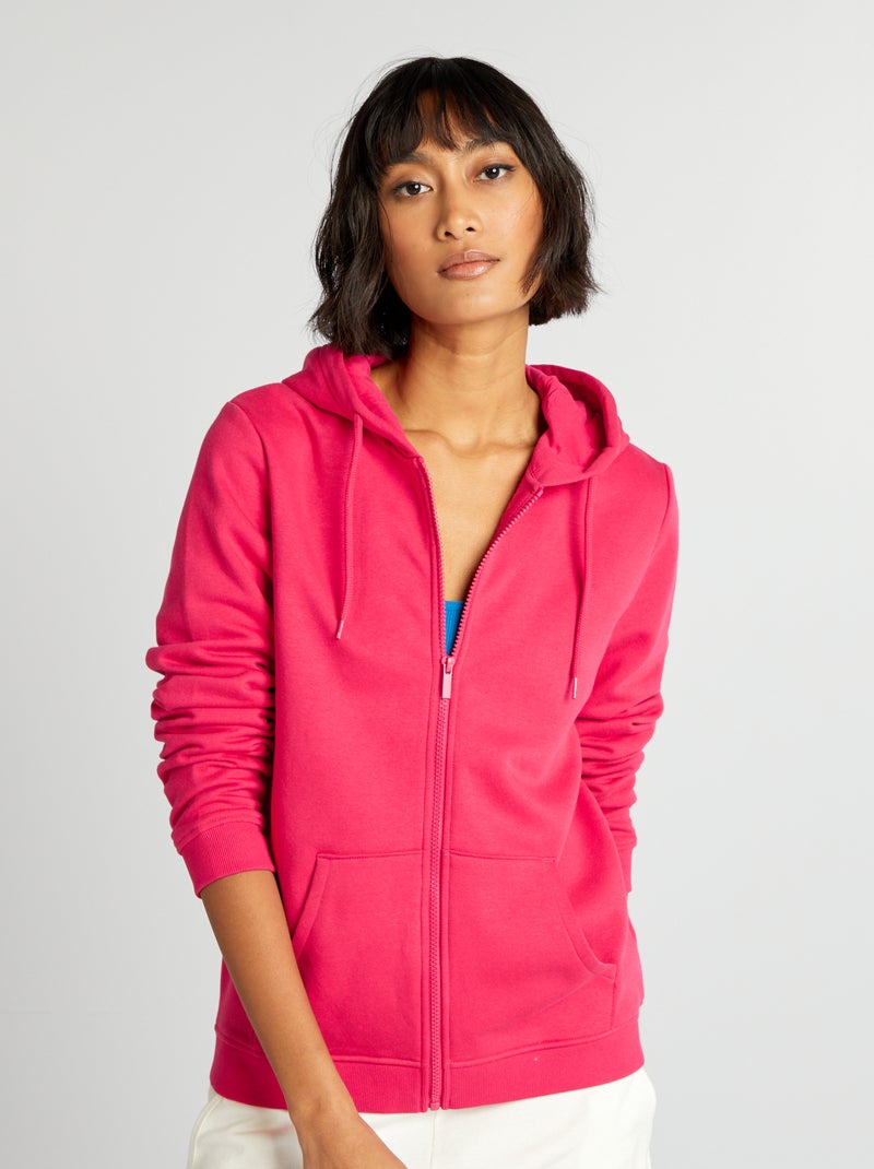 Sudadera con cremallera y capucha ROSA - Kiabi