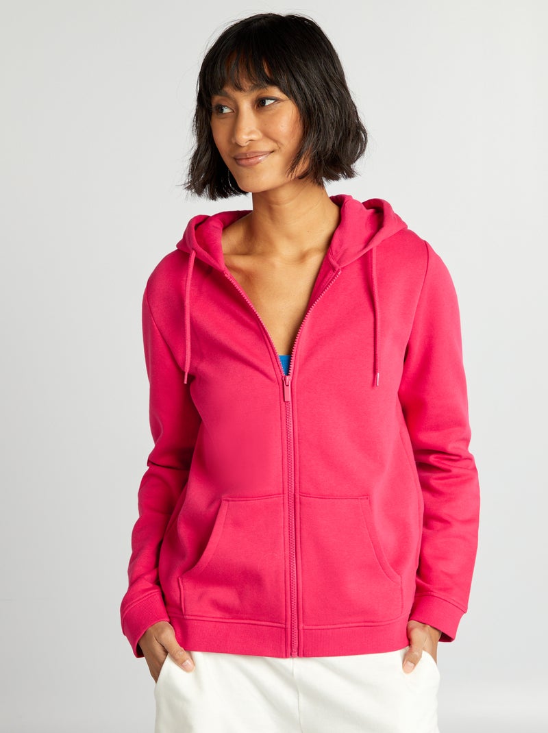 Sudadera con cremallera y capucha ROSA - Kiabi