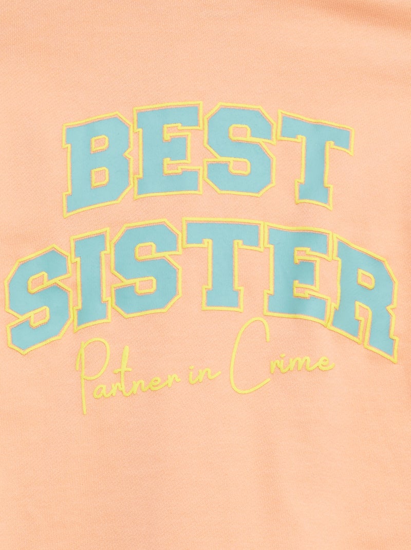 Sudadera con cremallera y capucha 'Sister' NARANJA - Kiabi
