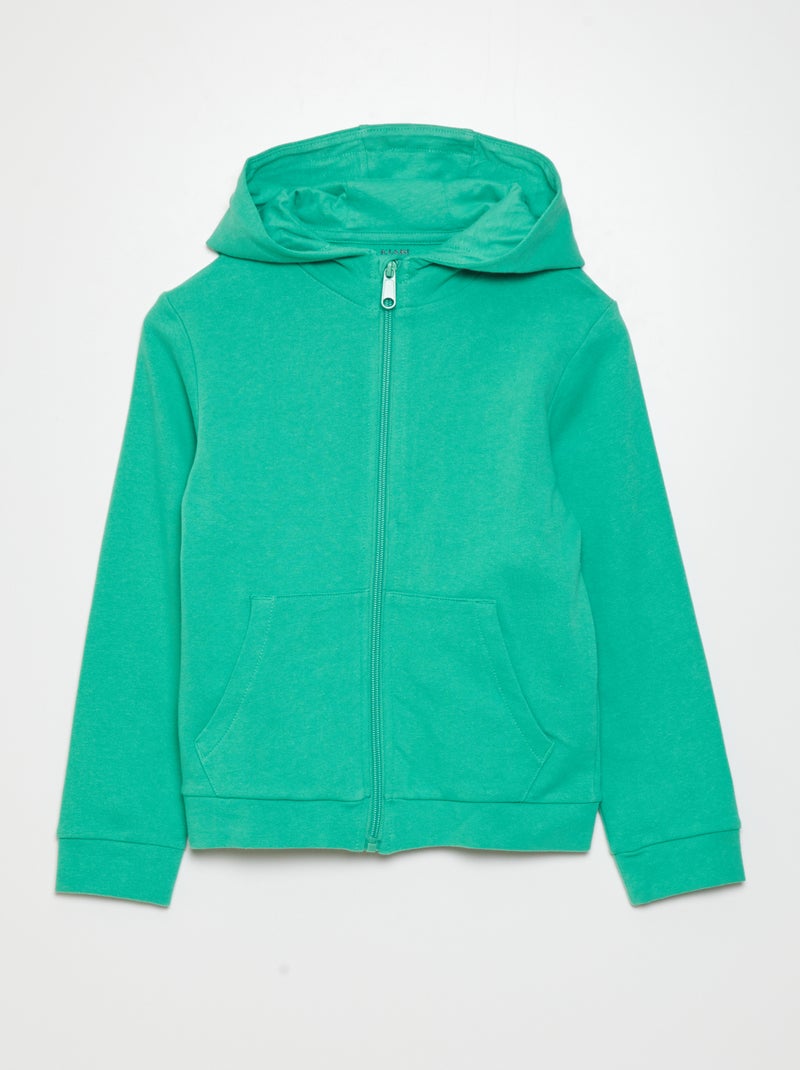 Sudadera con cremallera y capucha VERDE - Kiabi