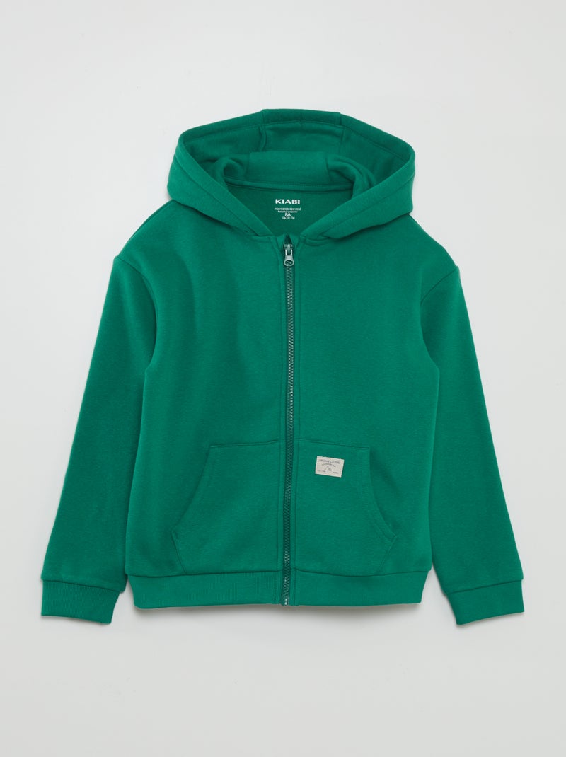 Sudadera con cremallera y capucha VERDE - Kiabi