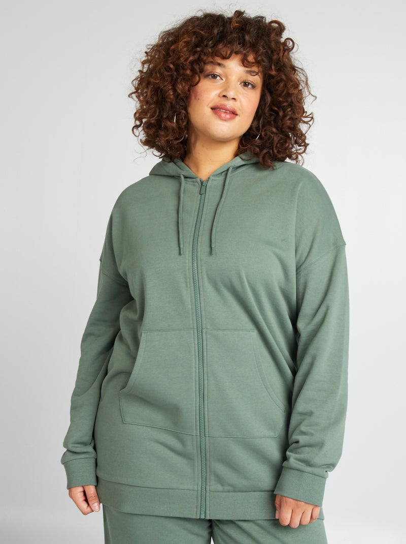 Sudadera con cremallera y capucha VERDE - Kiabi