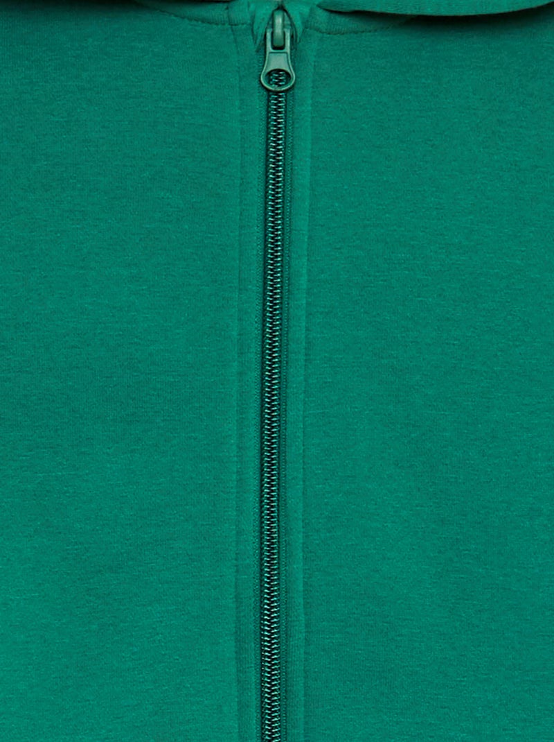 Sudadera con cremallera y capucha VERDE - Kiabi