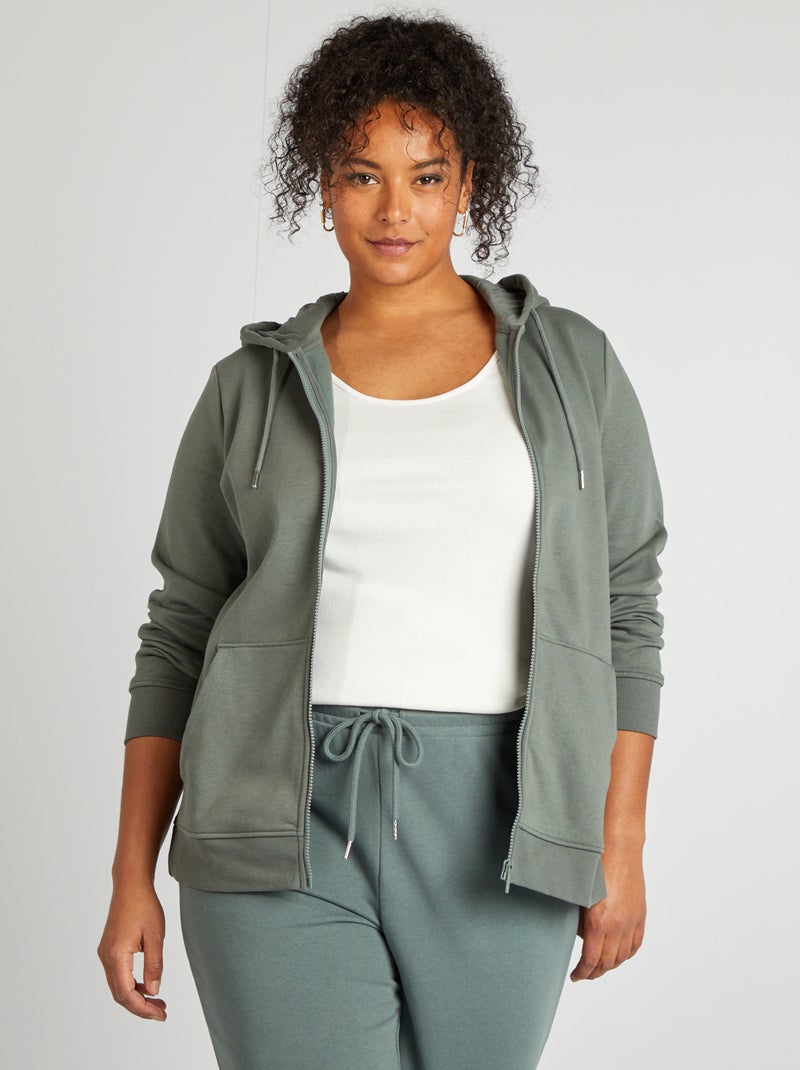 Sudadera con cremallera y capucha VERDE - Kiabi