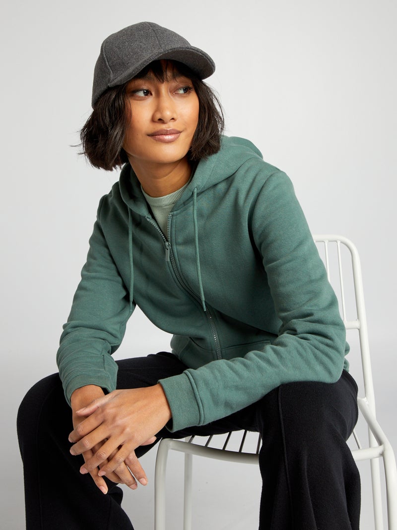Sudadera con cremallera y capucha verde gris - Kiabi