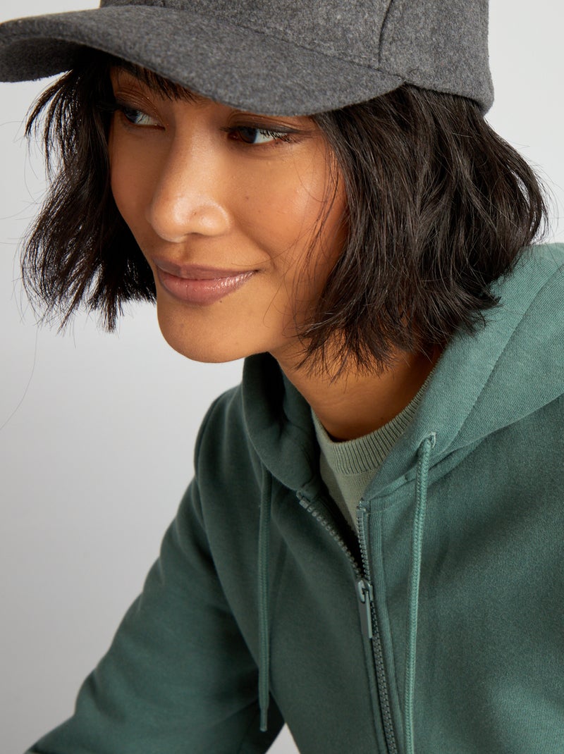 Sudadera con cremallera y capucha verde gris - Kiabi