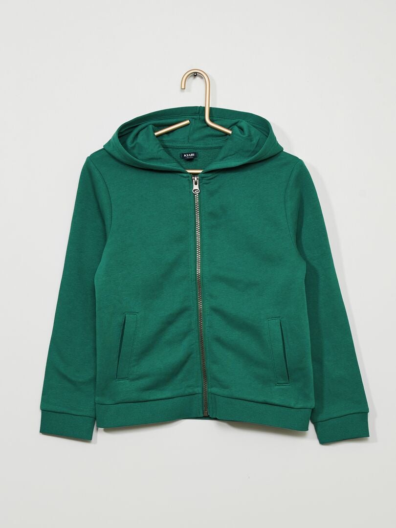 Sudadera Con Cremallera Y Capucha Verde Oscuro Kiabi