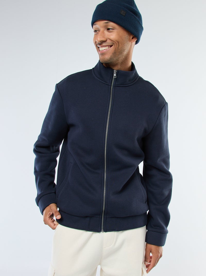 Sudadera con cremallera y cuello alto azul - Kiabi
