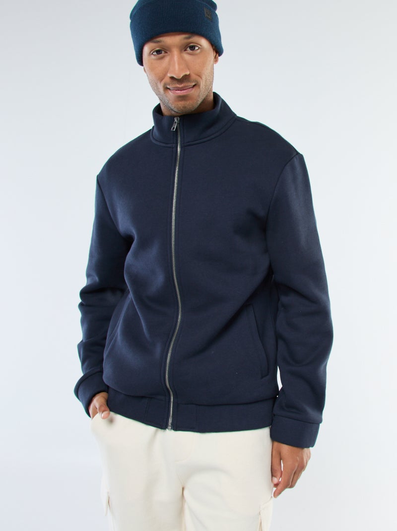 Sudadera con cremallera y cuello alto azul - Kiabi