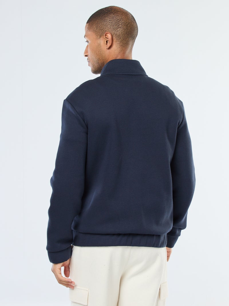 Sudadera con cremallera y cuello alto azul - Kiabi