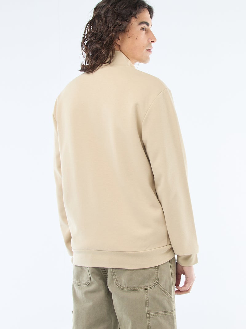 Sudadera con cremallera y cuello alto Beige - Kiabi