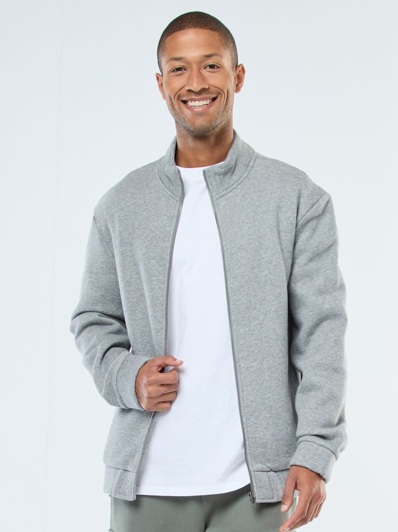 Sudadera con cremallera y cuello alto Gris - Kiabi