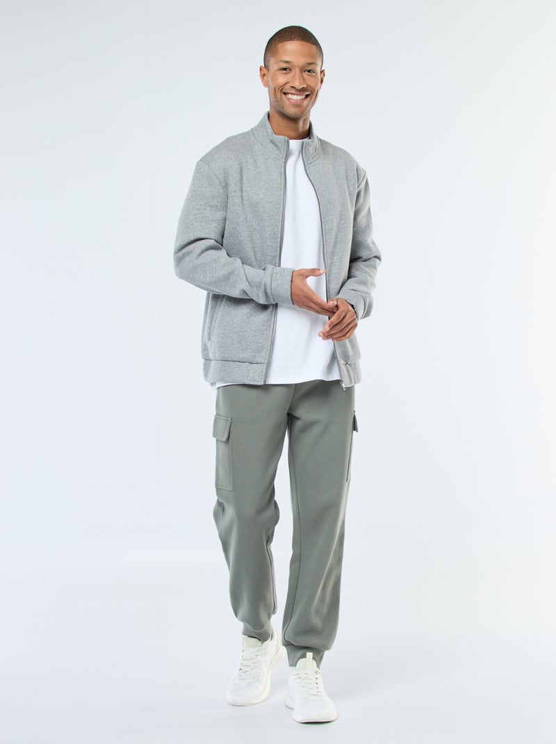 Sudadera con cremallera y cuello alto Gris - Kiabi