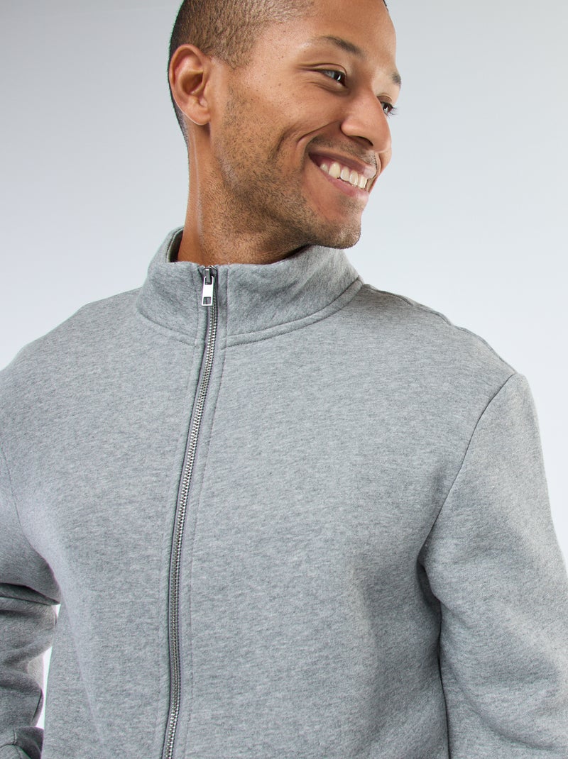 Sudadera con cremallera y cuello alto Gris - Kiabi