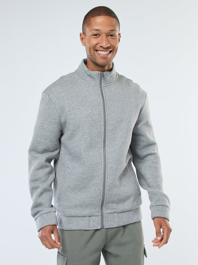 Sudadera con cremallera y cuello alto Gris - Kiabi