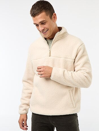 Sudadera con cremallera y cuello alto liso