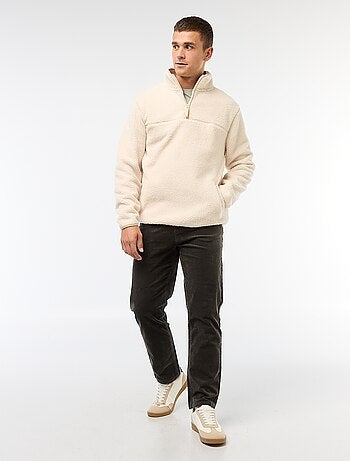 Sudadera con cremallera y cuello alto liso