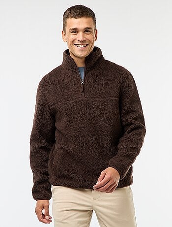 Sudadera con cremallera y cuello alto liso