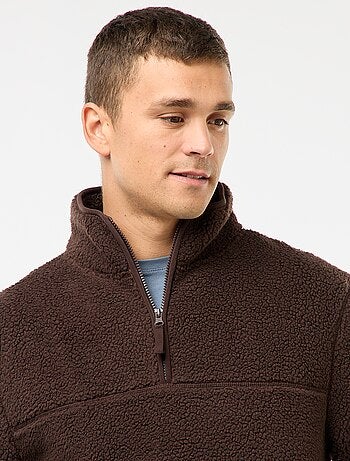 Sudadera con cremallera y cuello alto liso
