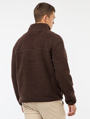 Sudadera con cremallera y cuello alto liso