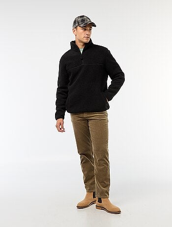 Sudadera con cremallera y cuello alto liso