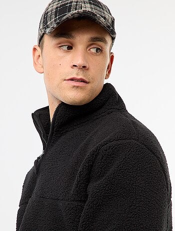Sudadera con cremallera y cuello alto liso