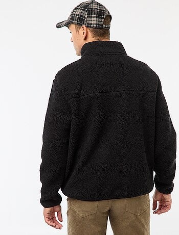 Sudadera con cremallera y cuello alto liso