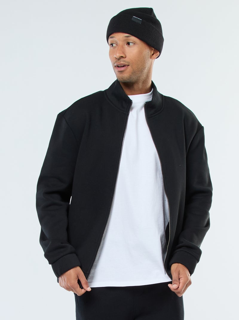 Sudadera con cremallera y cuello alto negro - Kiabi