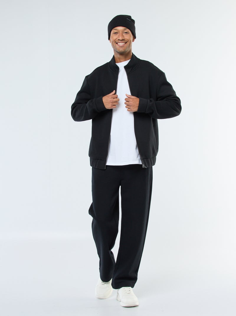 Sudadera con cremallera y cuello alto negro - Kiabi