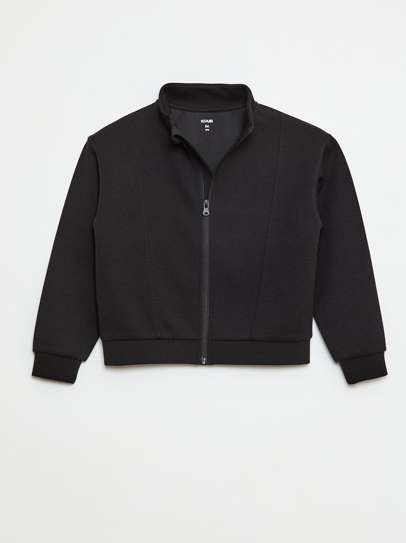 Sudadera con cremallera y cuello alto negro - Kiabi