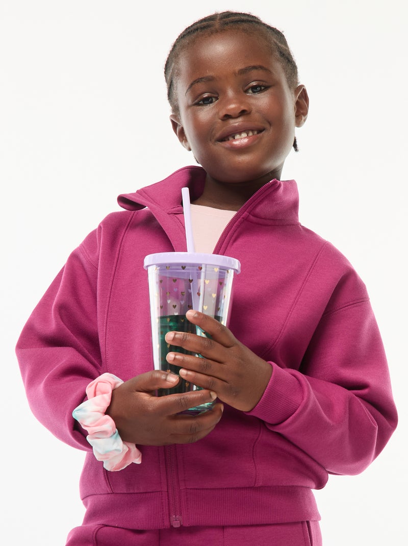 Sudadera con cremallera y cuello alto Rosa - Kiabi