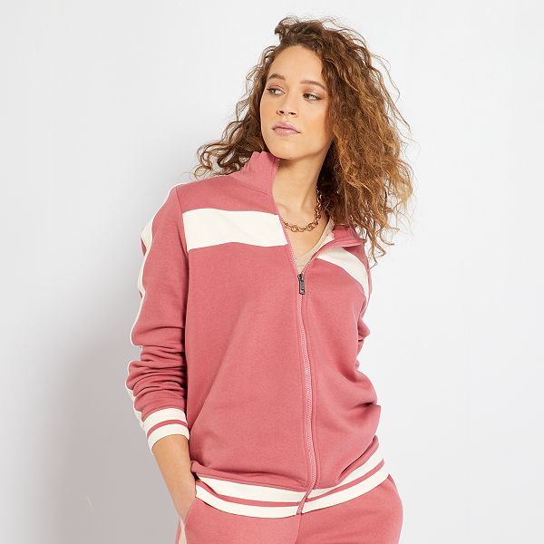 Sudadera con cremallera y cuello alto Mujer talla 34 a 48 - ROSA - Kiabi -  18,00€