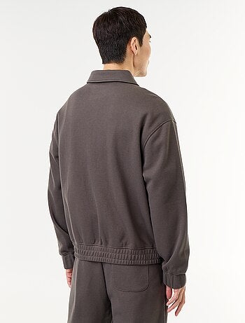 Sudadera con cremallera y cuello de camisa