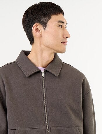 Sudadera con cremallera y cuello de camisa