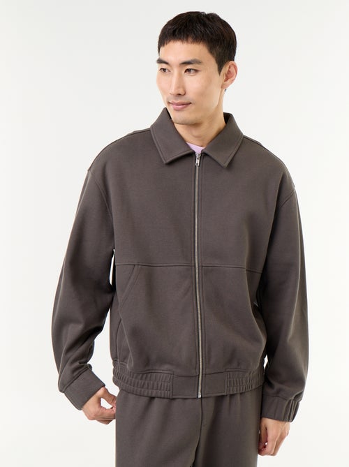 Sudadera con cremallera y cuello de camisa - Kiabi