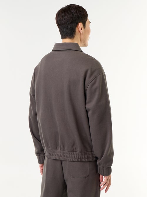Sudadera con cremallera y cuello de camisa - Kiabi