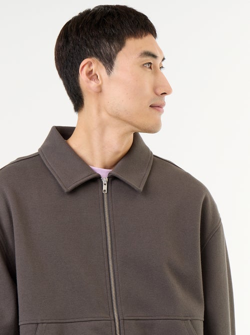 Sudadera con cremallera y cuello de camisa - Kiabi