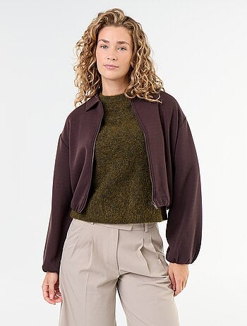 Sudadera con cremallera y cuello de camisa