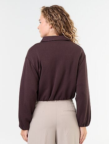 Sudadera con cremallera y cuello de camisa