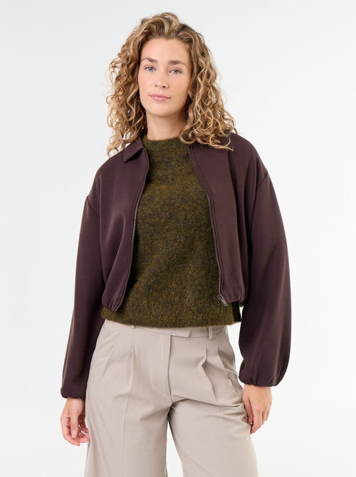 Sudadera con cremallera y cuello de camisa - Kiabi