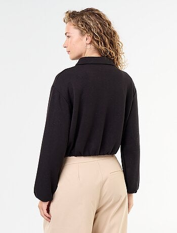 Sudadera con cremallera y cuello de camisa