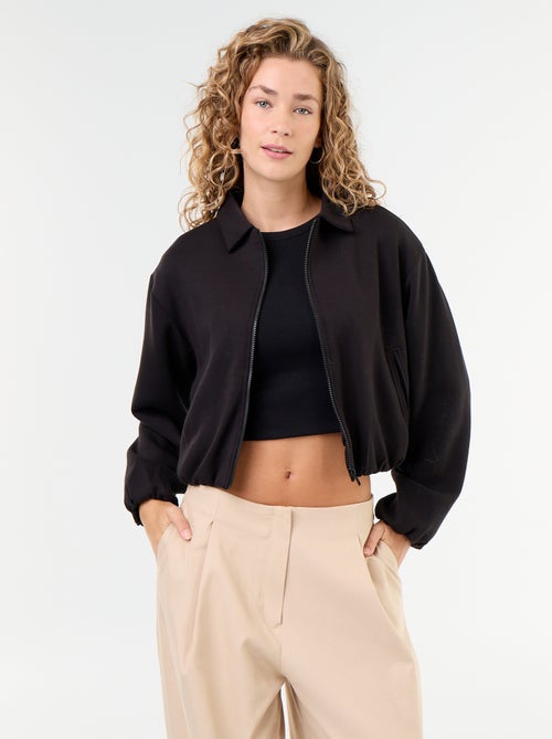 Sudadera con cremallera y cuello de camisa - Kiabi