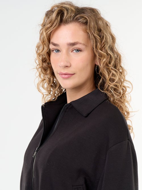 Sudadera con cremallera y cuello de camisa - Kiabi